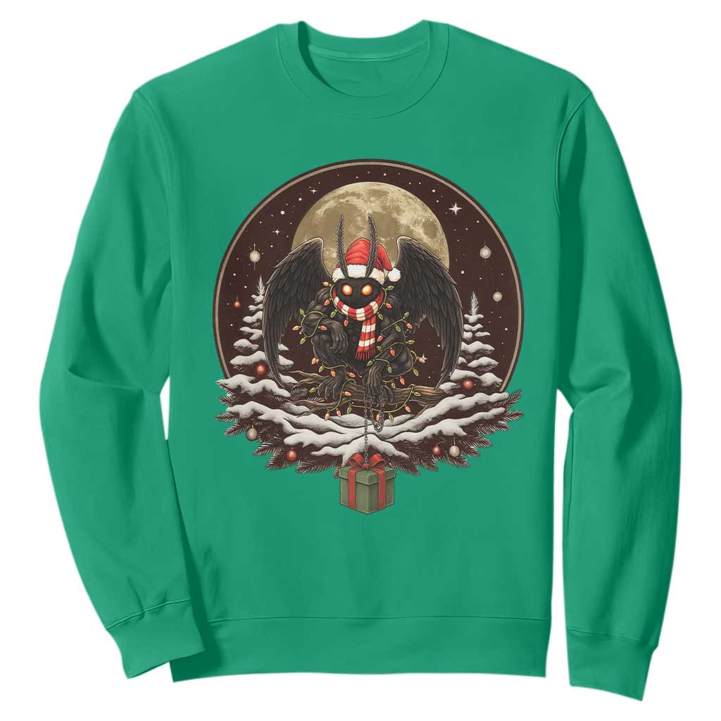Mothman In Christmas Night Sweatshirt Funny Cryptid Gift TS12 Irish Green Print Your Wear