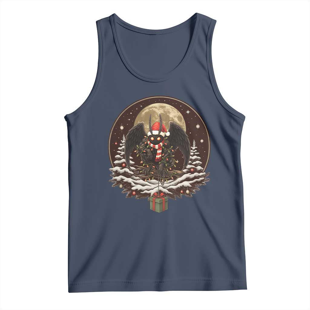 Mothman In Christmas Night Tank Top Funny Cryptid Gift TS12 Navy Print Your Wear