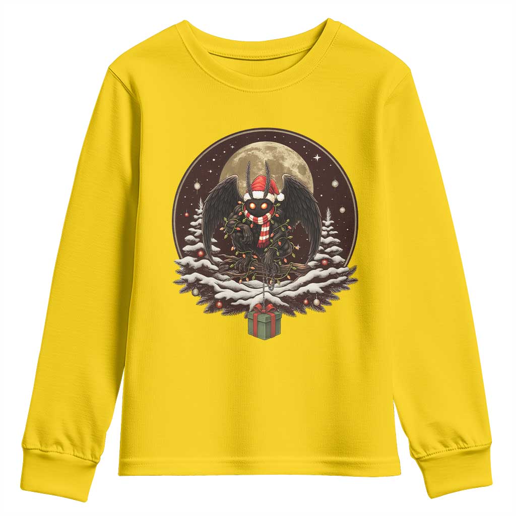 Mothman In Christmas Night Youth Sweatshirt Funny Cryptid Gift TS12 Daisy Print Your Wear