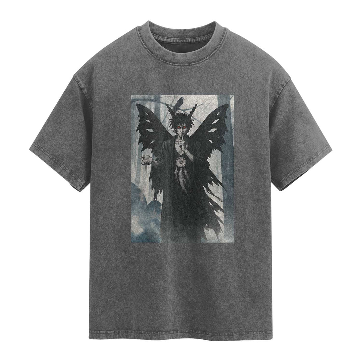 Mothman Sandman Washed Cotton T-Shirt Gothic Horror Fan Gift