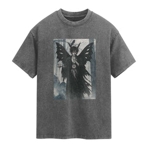 Mothman Sandman Washed Cotton T-Shirt Gothic Horror Fan Gift
