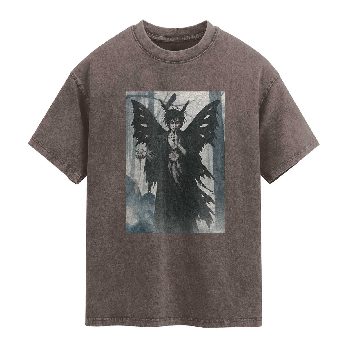 Mothman Sandman Washed Cotton T-Shirt Gothic Horror Fan Gift