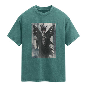 Mothman Sandman Washed Cotton T-Shirt Gothic Horror Fan Gift