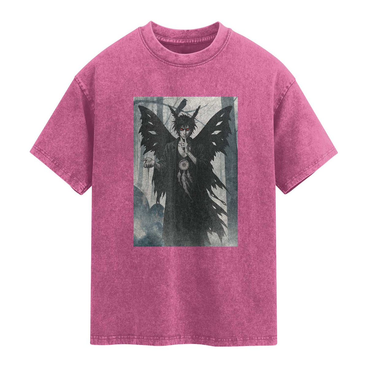 Mothman Sandman Washed Cotton T-Shirt Gothic Horror Fan Gift