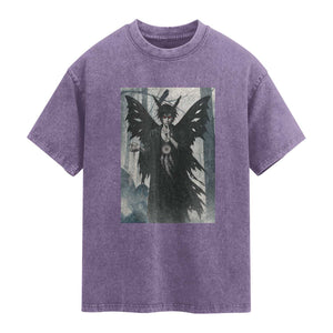 Mothman Sandman Washed Cotton T-Shirt Gothic Horror Fan Gift