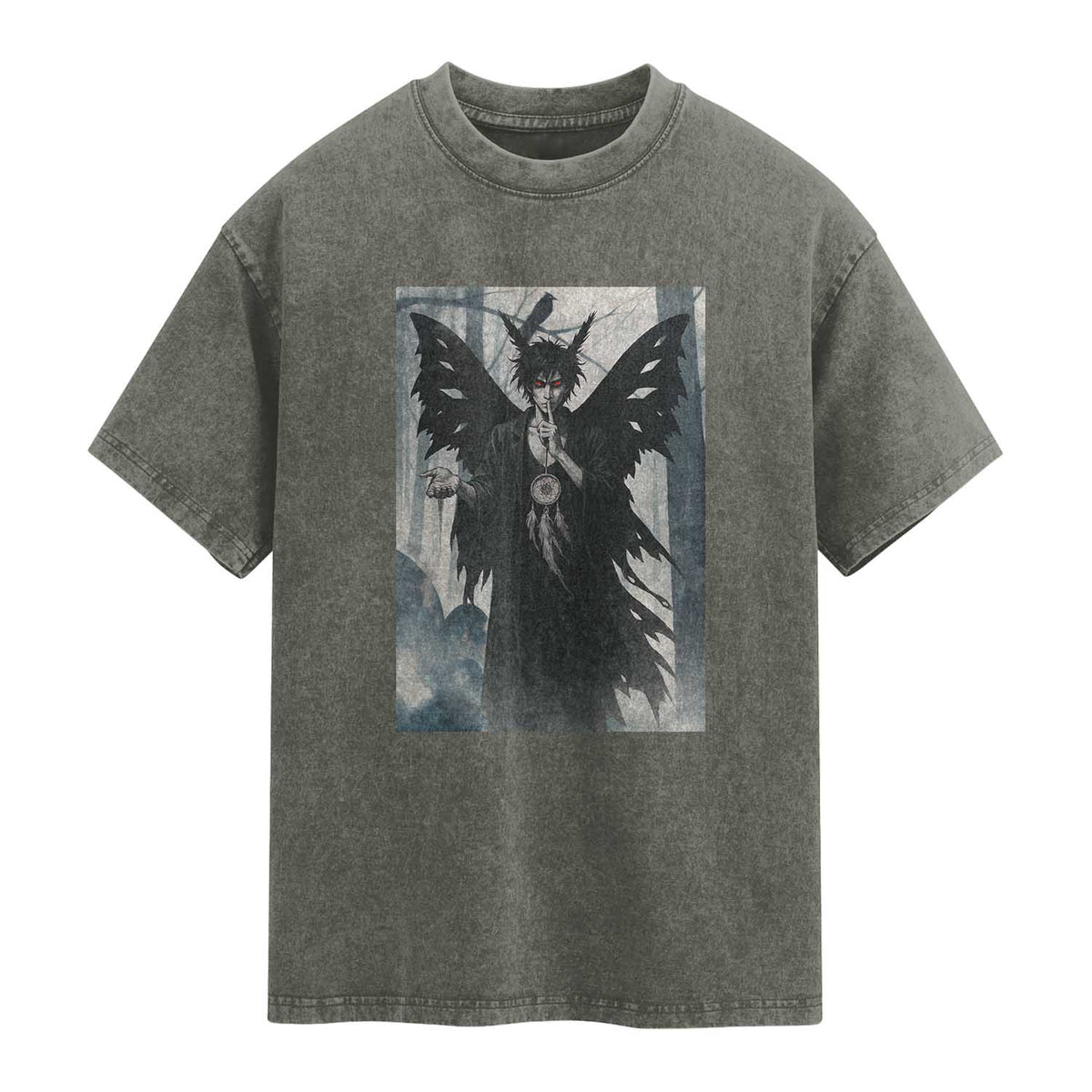 Mothman Sandman Washed Cotton T-Shirt Gothic Horror Fan Gift