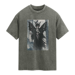Mothman Sandman Washed Cotton T-Shirt Gothic Horror Fan Gift