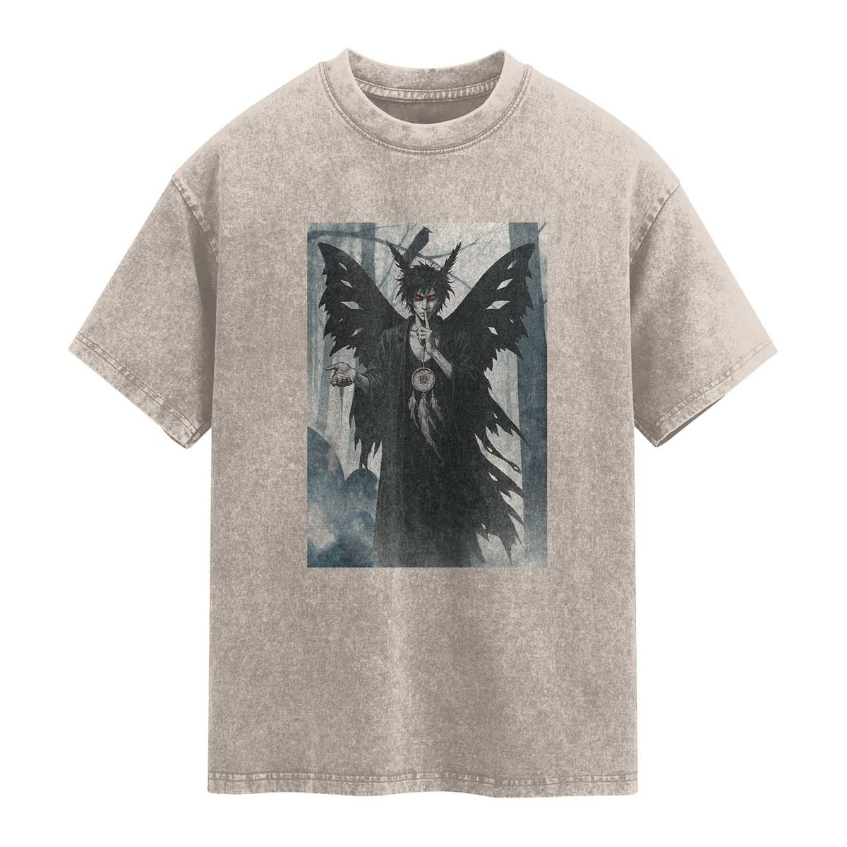 Mothman Sandman Washed Cotton T-Shirt Gothic Horror Fan Gift