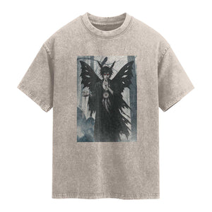 Mothman Sandman Washed Cotton T-Shirt Gothic Horror Fan Gift