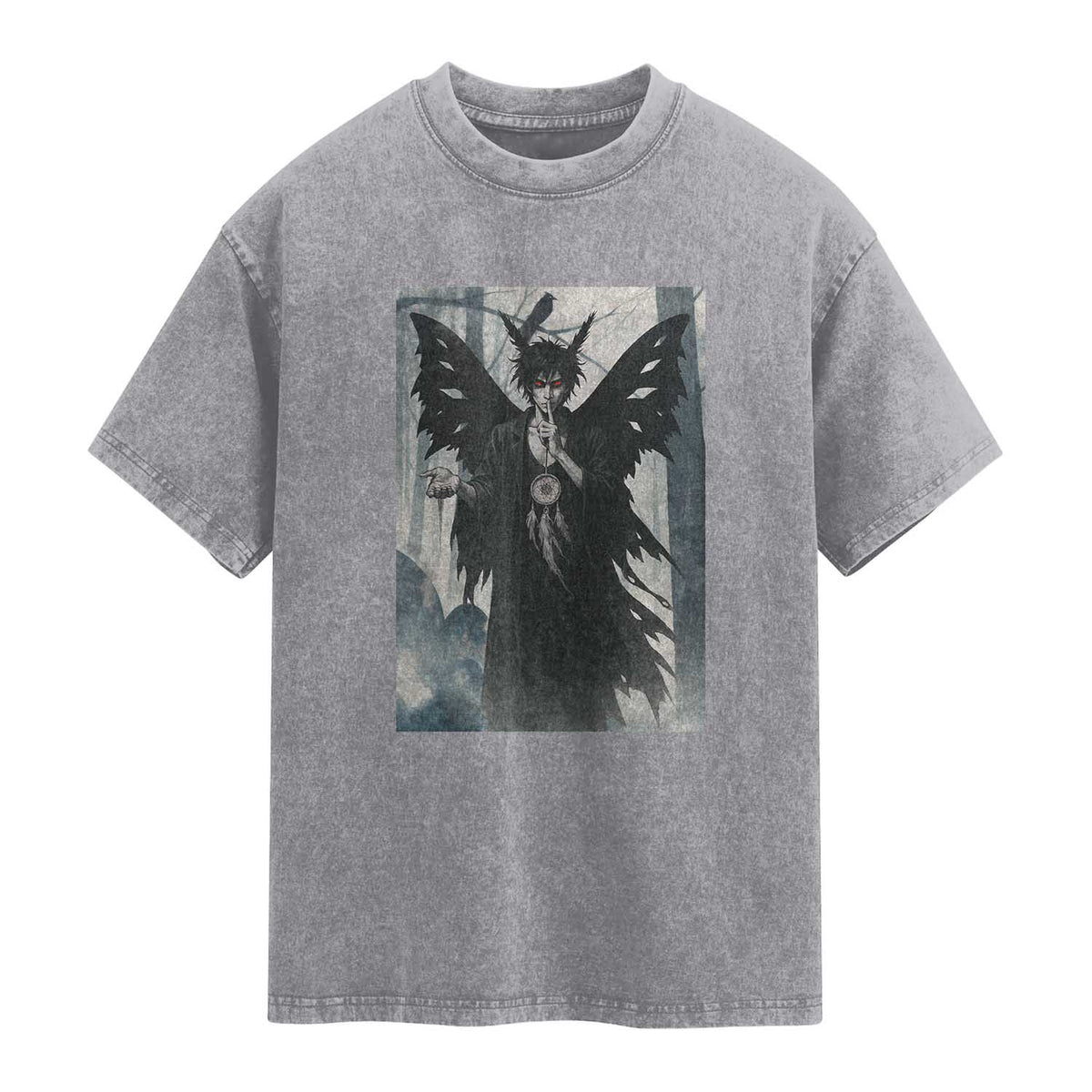 Mothman Sandman Washed Cotton T-Shirt Gothic Horror Fan Gift
