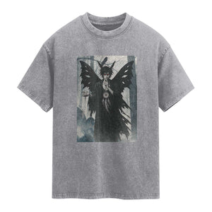 Mothman Sandman Washed Cotton T-Shirt Gothic Horror Fan Gift