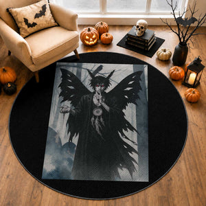 Mothman Sandman Round Rug Gothic Horror Fan Gift
