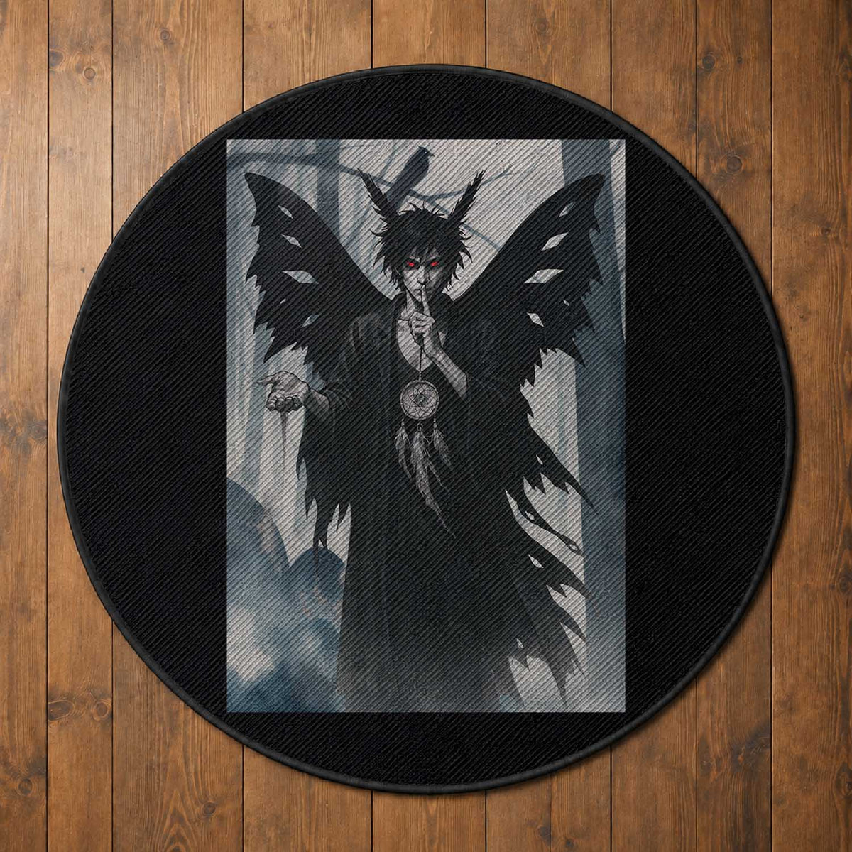 Mothman Sandman Round Rug Gothic Horror Fan Gift