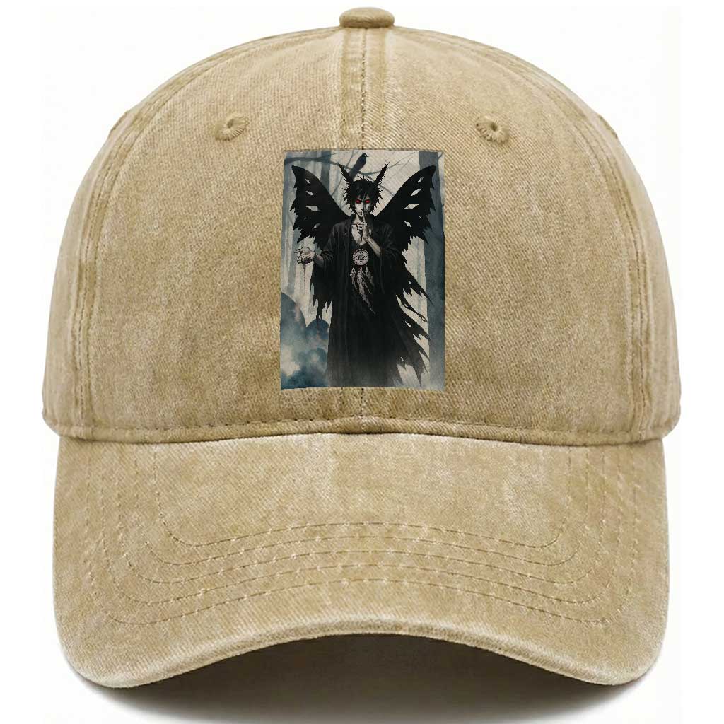 Mothman Sandman Washed Cotton Baseball Cap Gothic Horror Fan Gift TS12 Print Your Wear
