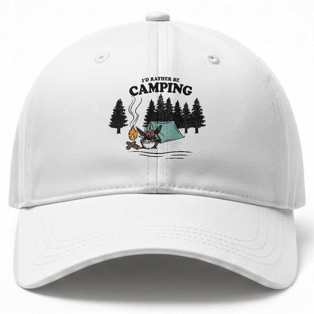 Mothman Baseball Cap Id Rather Be Camping Funny Cryptid Gift TS12 Print Your Wear