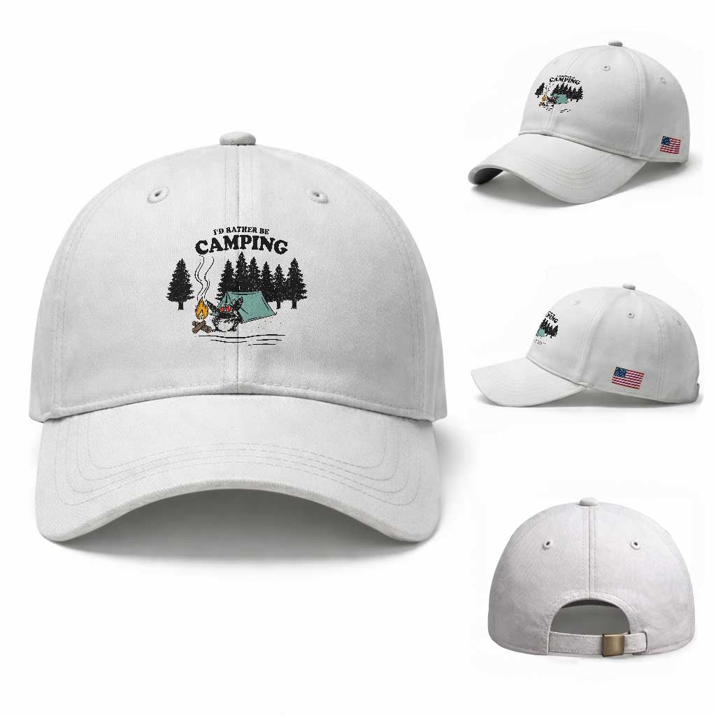 Mothman Baseball Cap Id Rather Be Camping Funny Cryptid Gift TS12 Baseball Cap Universal Fit White Print Your Wear