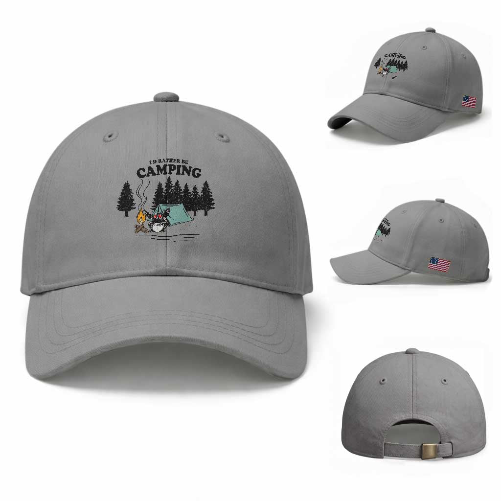Mothman Baseball Cap Id Rather Be Camping Funny Cryptid Gift TS12 Baseball Cap Universal Fit Sport Gray Print Your Wear