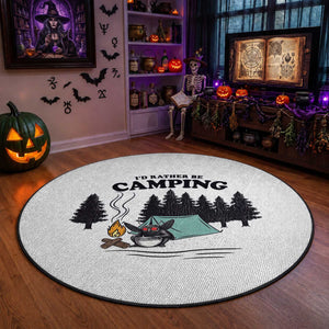Mothman Round Rug Id Rather Be Camping Funny Cryptid Gift