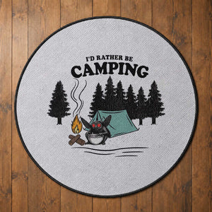 Mothman Round Rug Id Rather Be Camping Funny Cryptid Gift