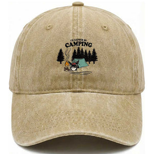 Mothman Washed Cotton Baseball Cap Id Rather Be Camping Funny Cryptid Gift TS12 Print Your Wear