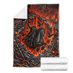 Headless Horseman Haunted Rider 3D Optical Illusion Throw Blanket Spooky Halloween Gothic Horror Gift