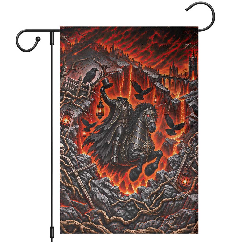 Headless Horseman Haunted Rider 3D Optical Illusion Garden Flag Spooky Halloween Gothic Horror Gift
