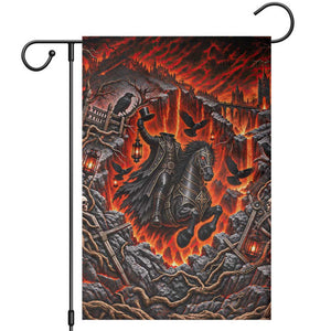 Headless Horseman Haunted Rider 3D Optical Illusion Garden Flag Spooky Halloween Gothic Horror Gift