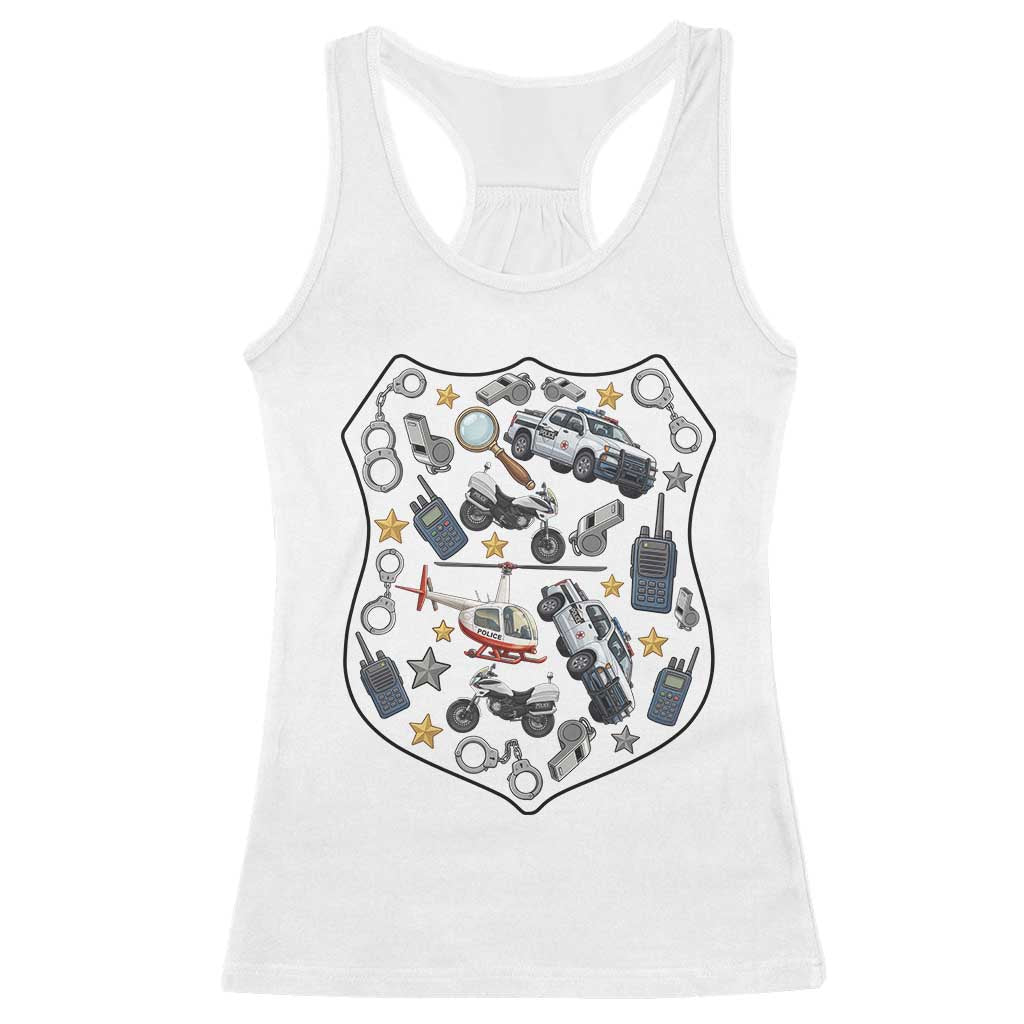 Cute Police Gear Law Enforcement Racerback Tank Top Cop Appreciation Gift Fun Officer Support