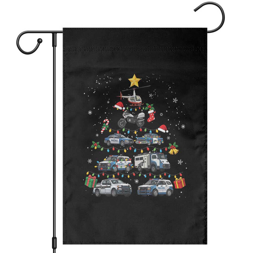 Funny Police Car Holiday Christmas Tree Garden Flag Law Enforcement Cop Appreciation Gift