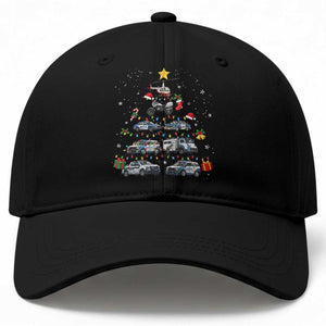 Funny Police Car Holiday Christmas Tree Baseball Cap Law Enforcement Cop Appreciation Gift