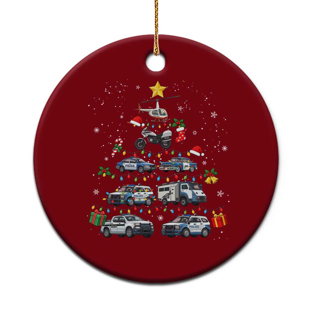 Funny Police Car Holiday Christmas Tree Ceramic Ornament Law Enforcement Cop Appreciation Gift