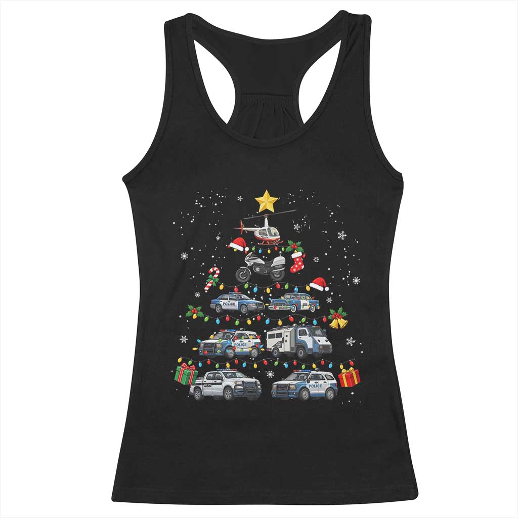 Funny Police Car Holiday Christmas Tree Racerback Tank Top Law Enforcement Cop Appreciation Gift