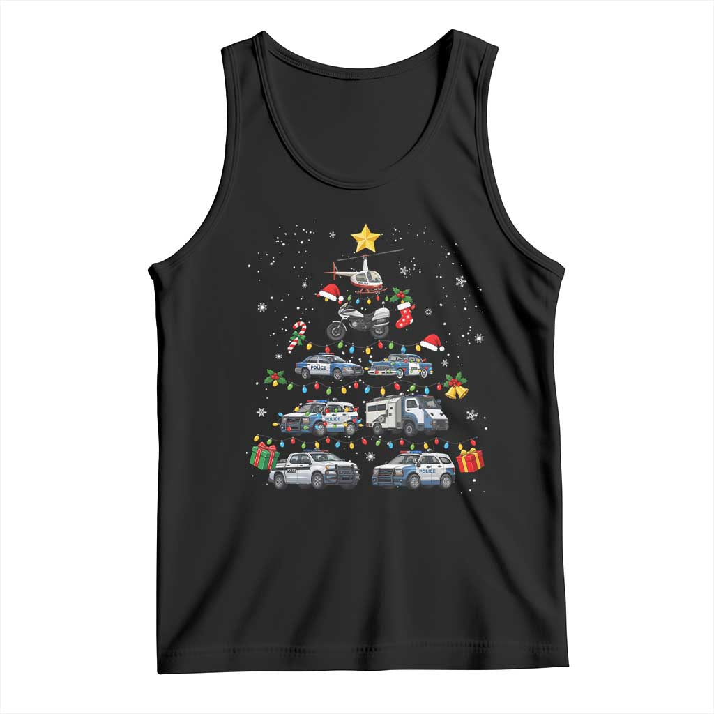 Funny Police Car Holiday Christmas Tree Tank Top Law Enforcement Cop Appreciation Gift