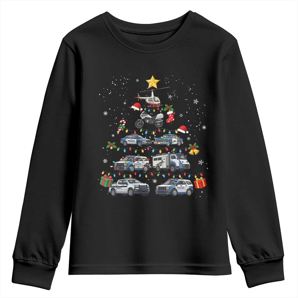 Funny Police Car Holiday Christmas Tree Youth Sweatshirt Law Enforcement Cop Appreciation Gift