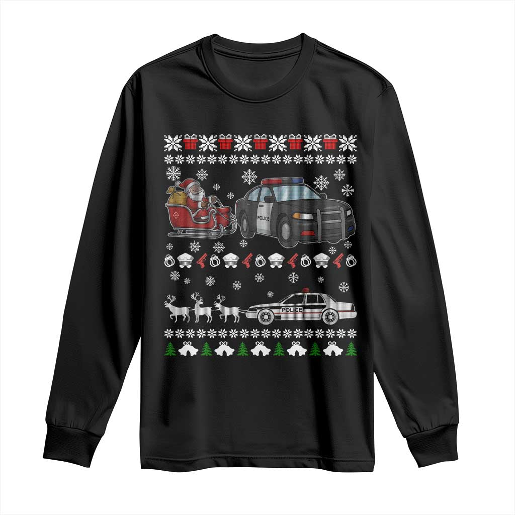 Funny Police Car Santa Reindeer Xmas Long Sleeve Shirt Law Enforcement Christmas Gift