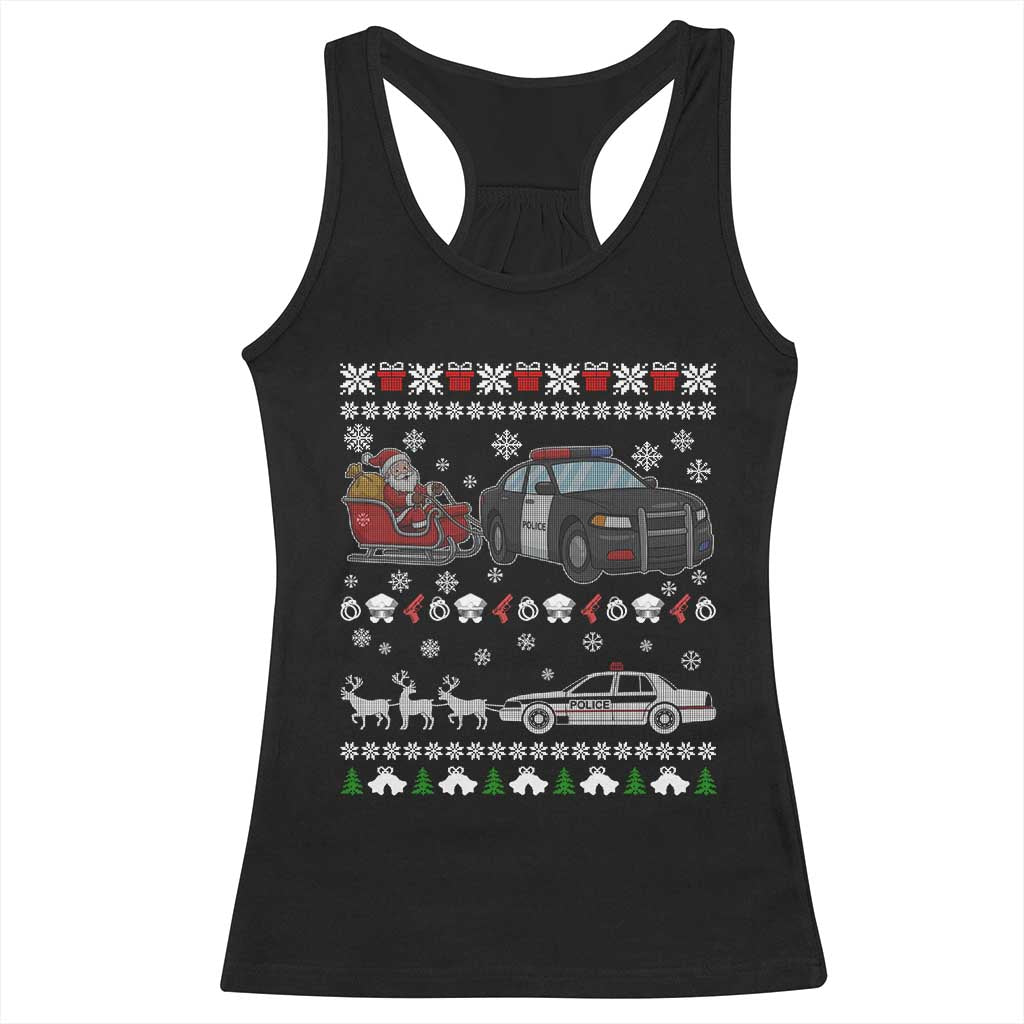 Funny Police Car Santa Reindeer Xmas Racerback Tank Top Law Enforcement Christmas Gift