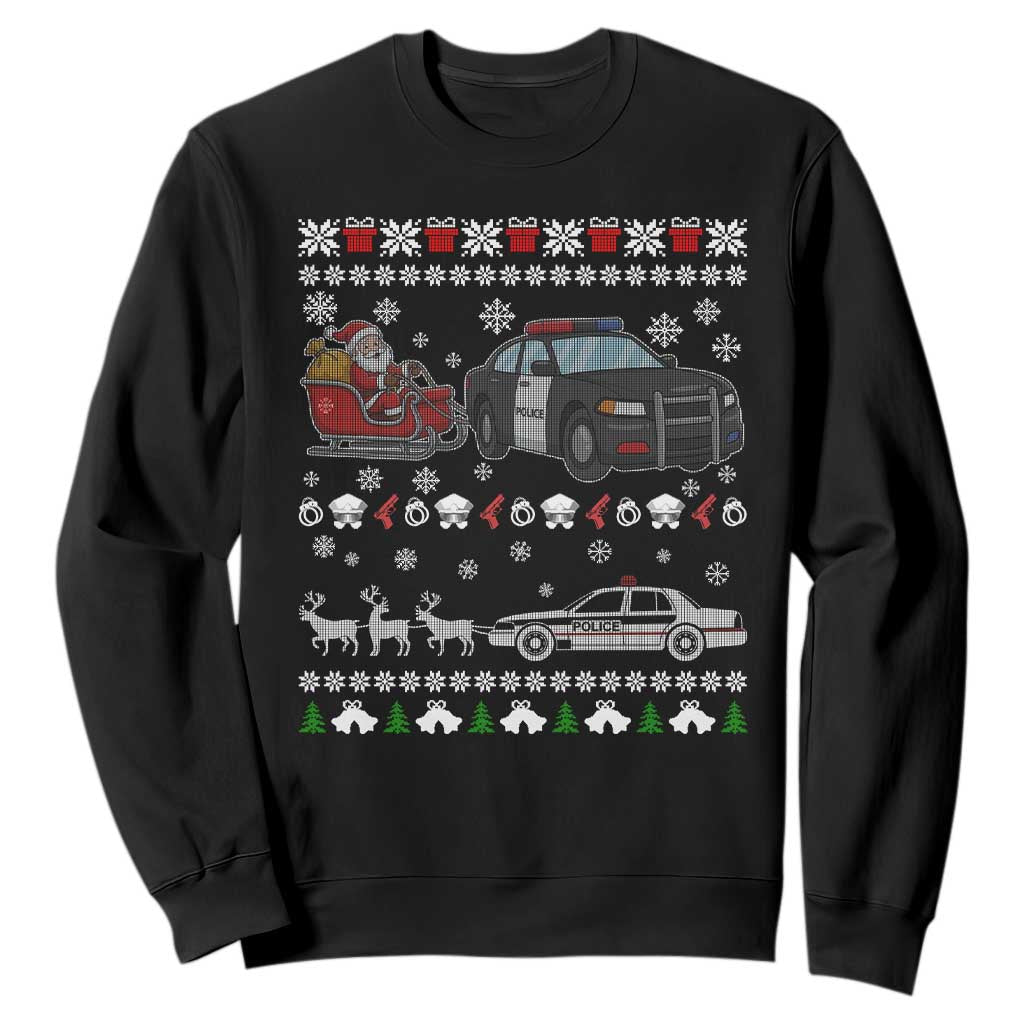 Funny Police Car Santa Reindeer Xmas Sweatshirt Law Enforcement Christmas Gift