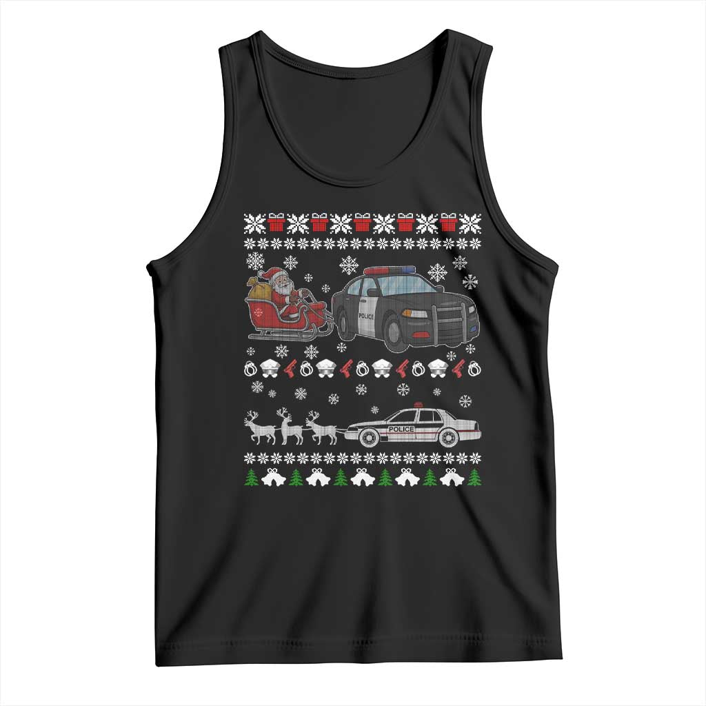 Funny Police Car Santa Reindeer Xmas Tank Top Law Enforcement Christmas Gift