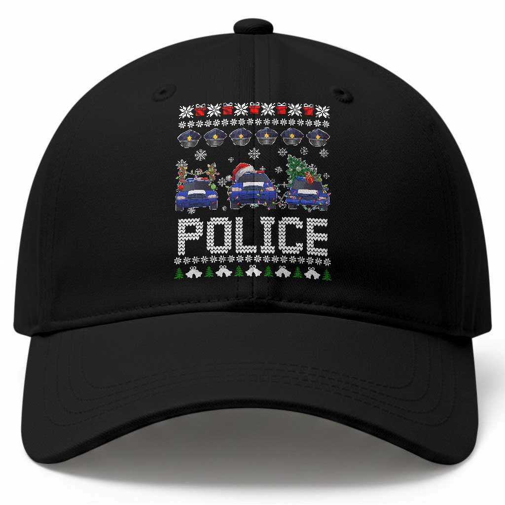 Police Car Xmas Baseball Cap Funny Cop Christmas Holiday Gift