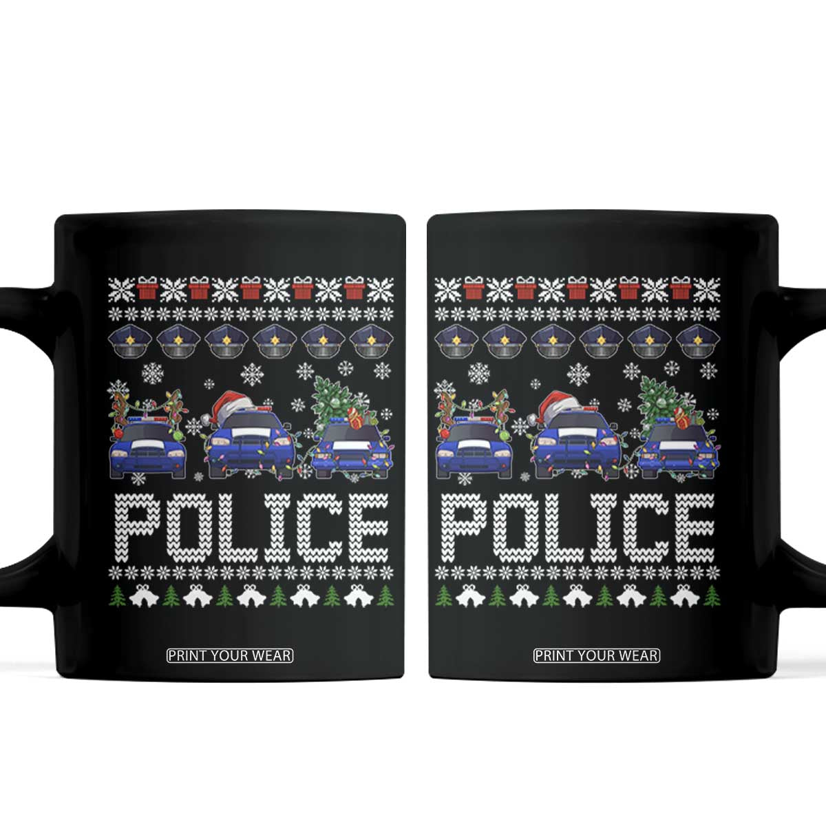 Police Car Xmas Coffee Mug Funny Cop Christmas Holiday Gift