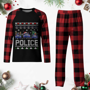 Police Car Xmas Plaid Pajama Set Funny Cop Christmas Holiday Gift