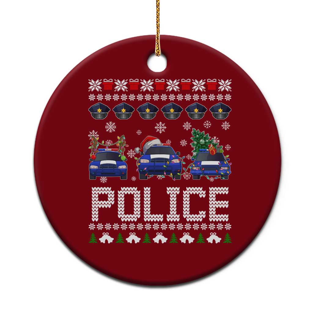 Police Car Xmas Ceramic Ornament Funny Cop Christmas Holiday Gift