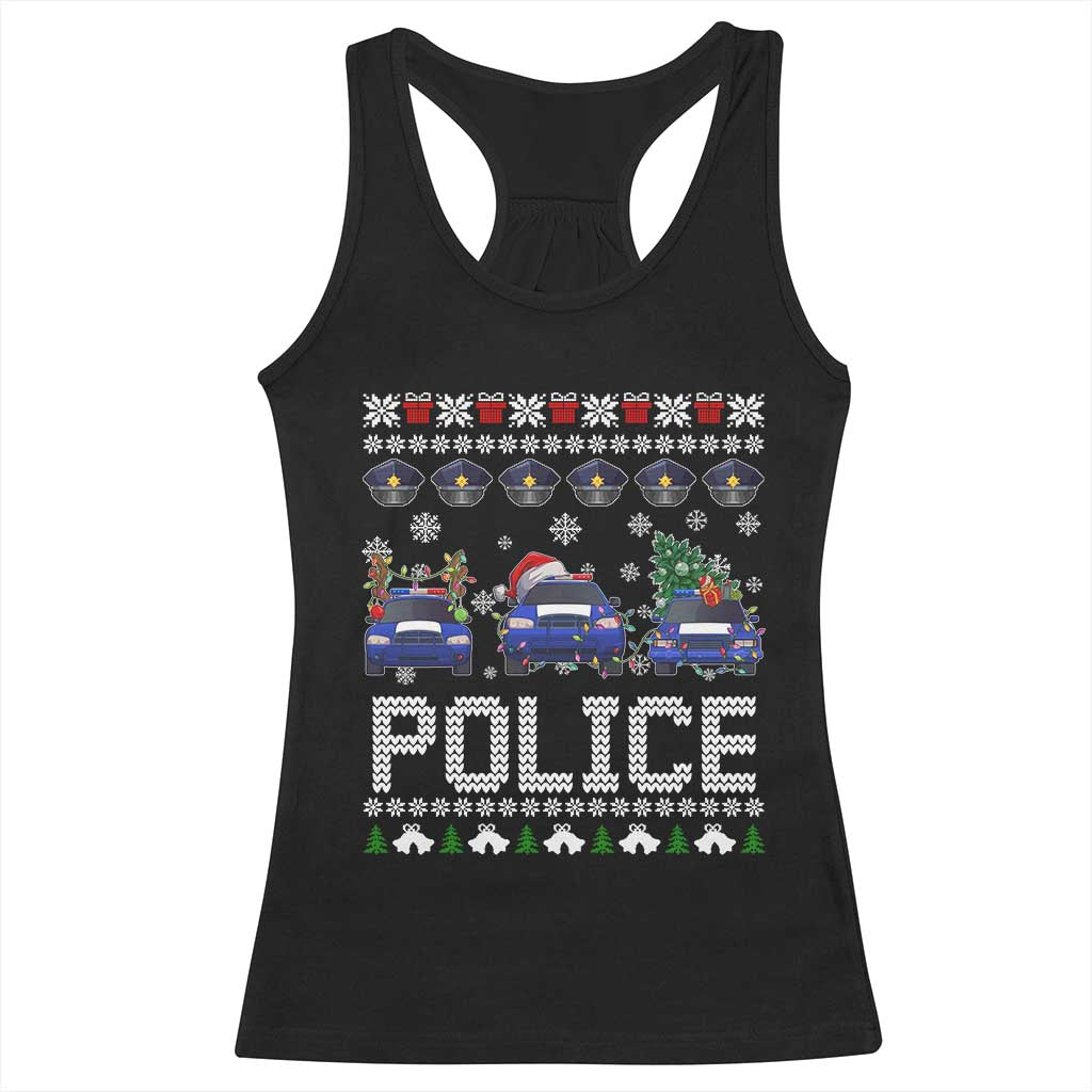 Police Car Xmas Racerback Tank Top Funny Cop Christmas Holiday Gift