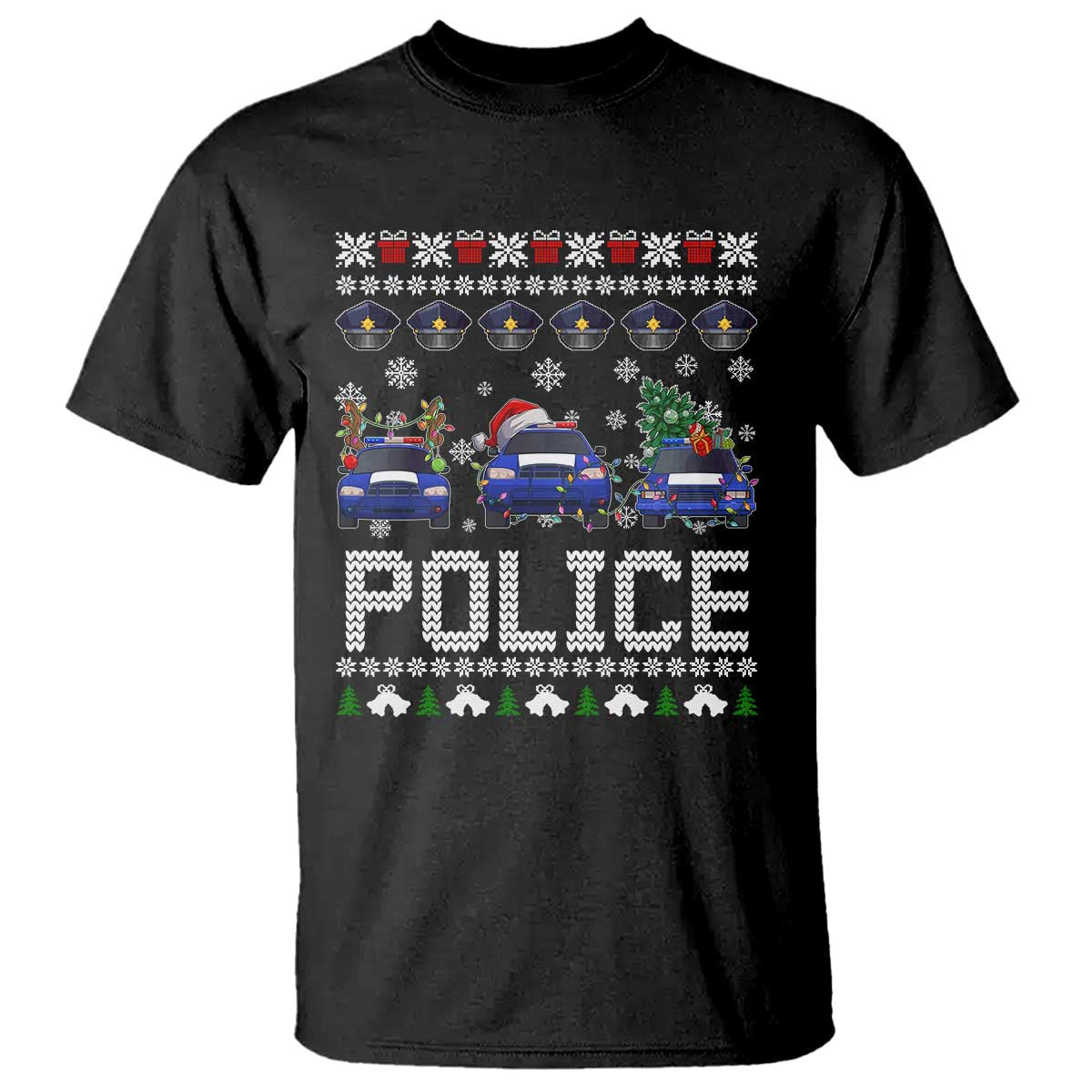 Police Car Xmas T Shirt Funny Cop Christmas Holiday Gift