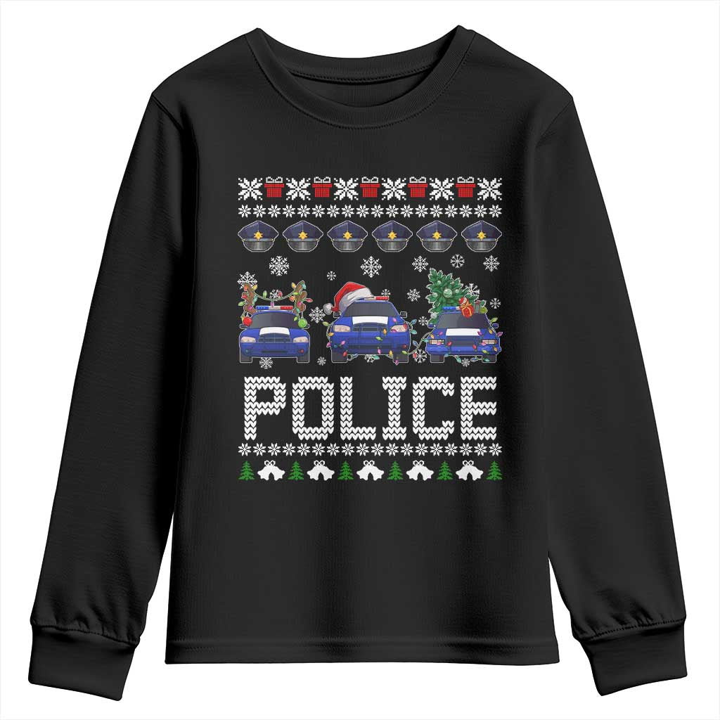 Police Car Xmas Youth Sweatshirt Funny Cop Christmas Holiday Gift
