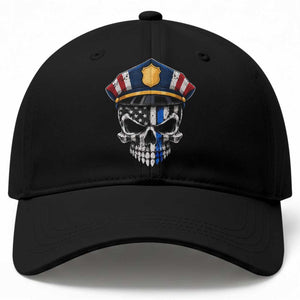 Vintage Patriotic Police Skull US Flag Baseball Cap First Responder Pride