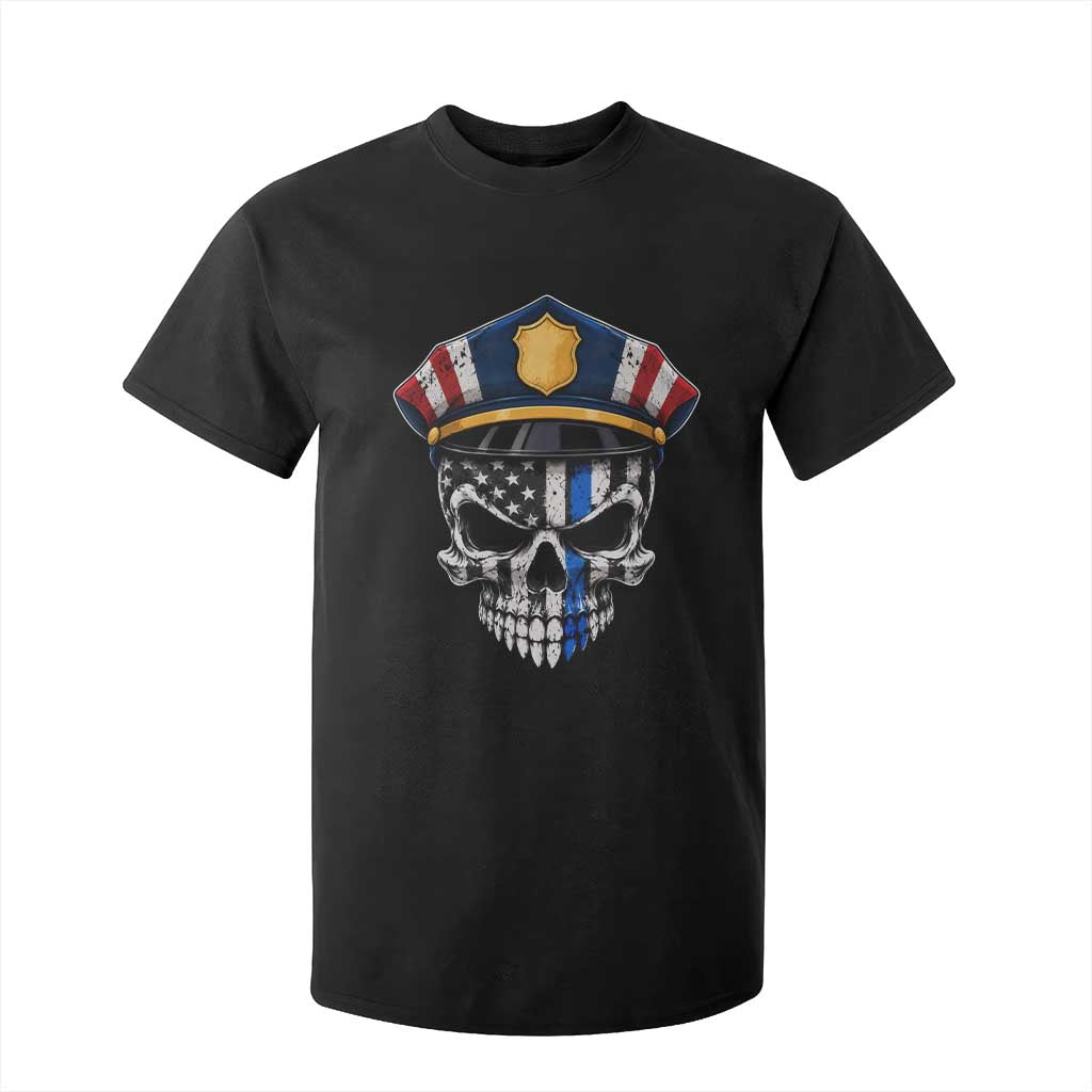 Vintage Patriotic Police Skull US Flag T Shirt For Kid First Responder Pride