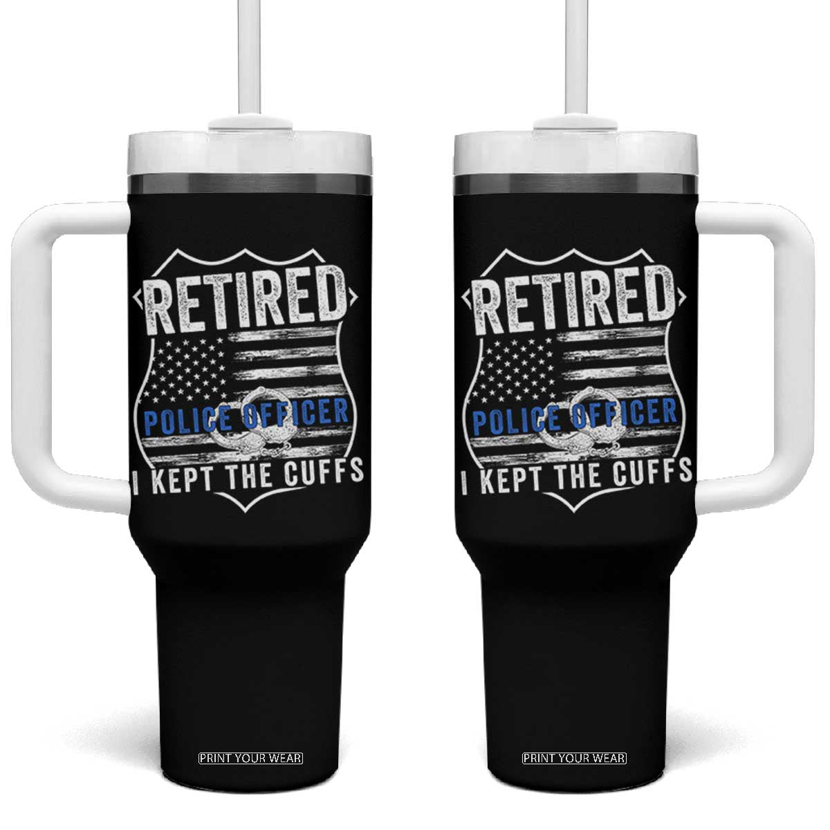 Police Retirement Tumbler With Handle I Kept The Cuffs Funny Policemen Gift