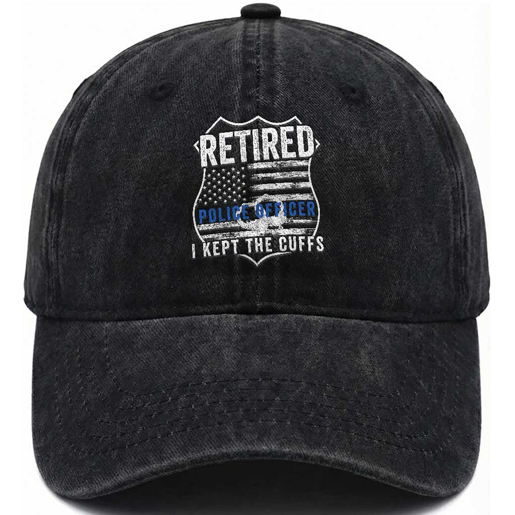 Police Retirement Washed Cotton Baseball Cap I Kept The Cuffs Funny Policemen Gift