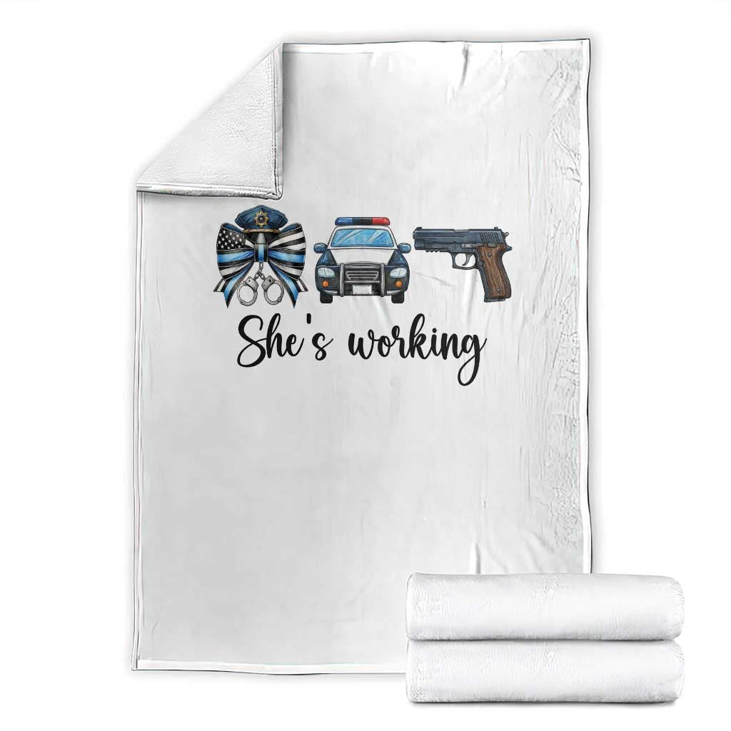 Police Coquette Bow First Responder Pride Throw Blanket She Is Working